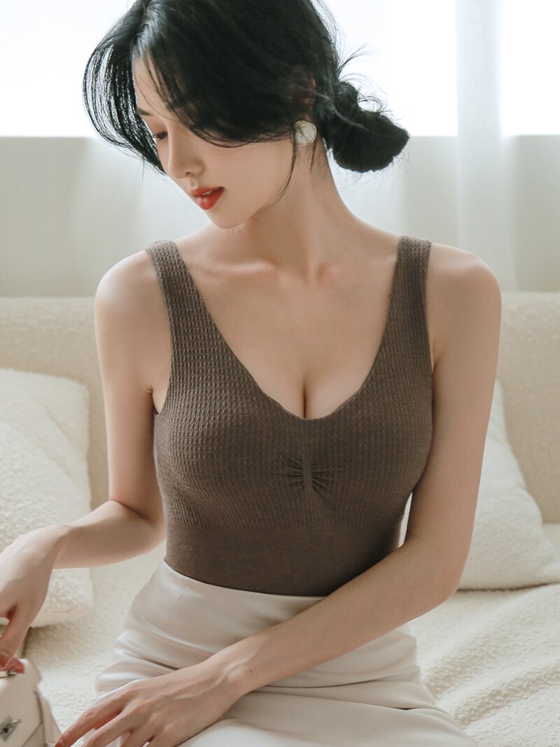 가슴 패드 바디 속옷 바닥 무봉제 발열 섬유 얇은 가을 겨울 스타일을 갖춘 여성용 메이야비 보온 조끼