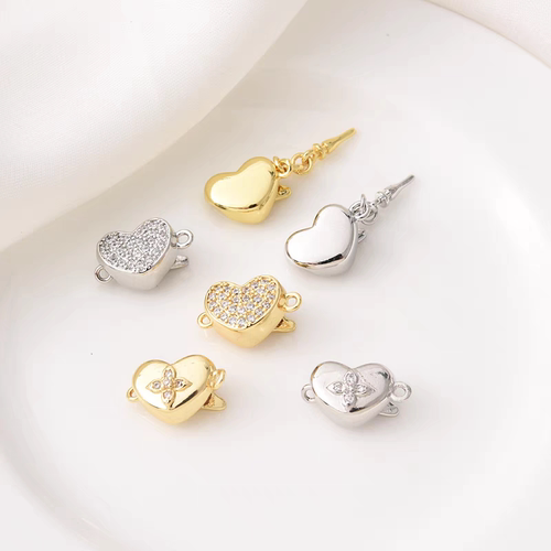 高保色铜镀18K金镶锆元宝插棒扣