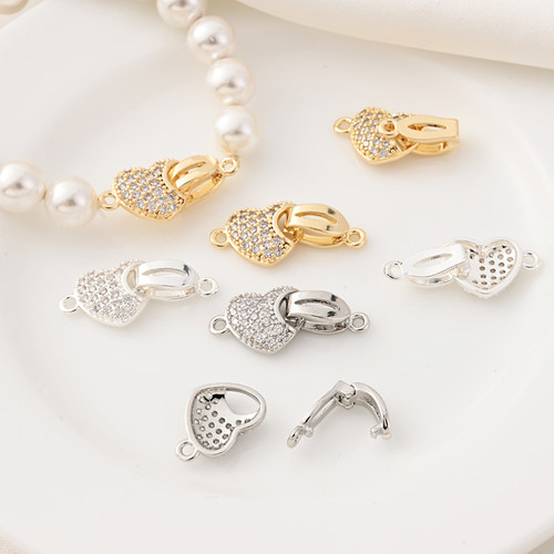 14K包金镶锆石扣子手工diy配件