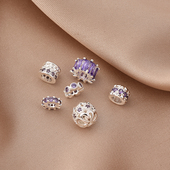 高保铜镀厚银镶紫锆隔片手工diy手链手串隔珠车轮珠路路通转运珠