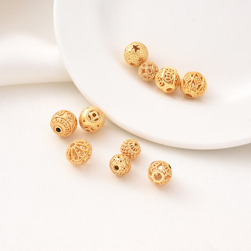 18K古法金保色镂空球隔珠