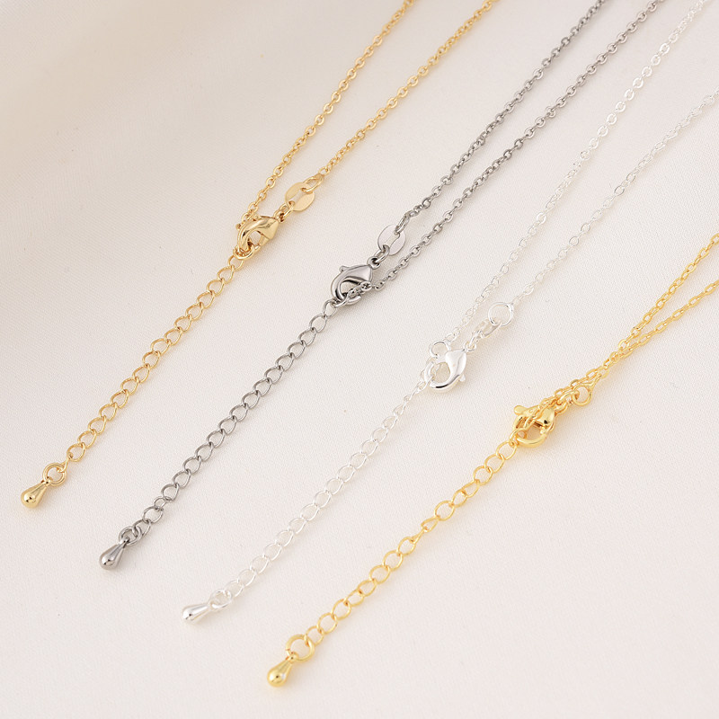 高保铜镀18K金扁O字成品项链手工diy饰品配件白金色14K颈链45+5CM,饰品/流行首饰/时尚饰品新,链条,淘宝优惠券,粉丝福利购,淘宝优惠卷