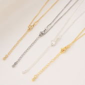 高保铜镀18K金扁O字成品项链手工diy饰品配件白金色14K颈链45 5CM