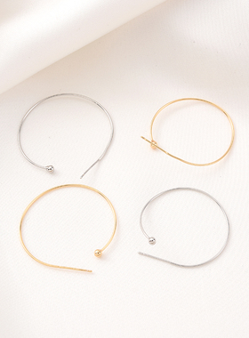 14K包金保色超细可串珠C形耳圈手工diy耳饰白金色耳挂耳环材料