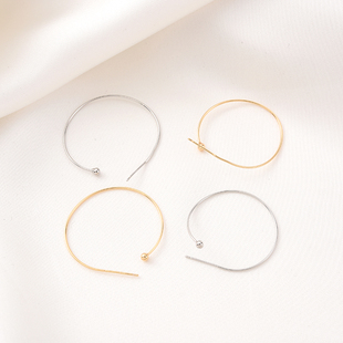 14K包金保色超细可串珠C形耳圈手工diy耳饰白金色耳挂耳环材料