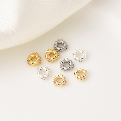 14K包金高保镶锆石麻花隔珠花环