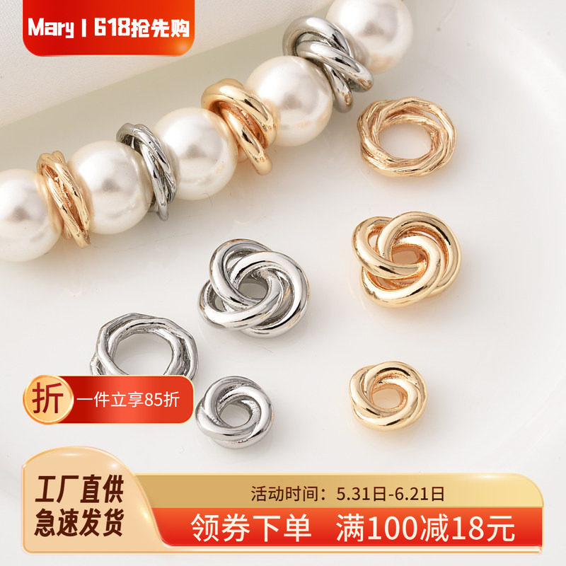 14K包金高保三合花线圈隔珠手工diy手链手串材料耳环耳饰垫片配件