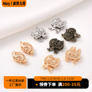 高品质14K包金镂空单双排插扣手工diy珍珠项链收尾连接扣手链搭扣