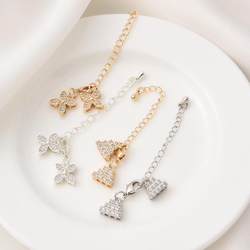 14K包金四叶草双排收尾延长链