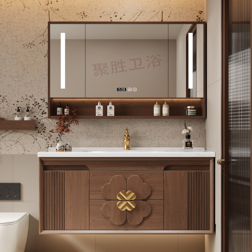 宋氏美学橡木陶瓷一体盆浴室柜