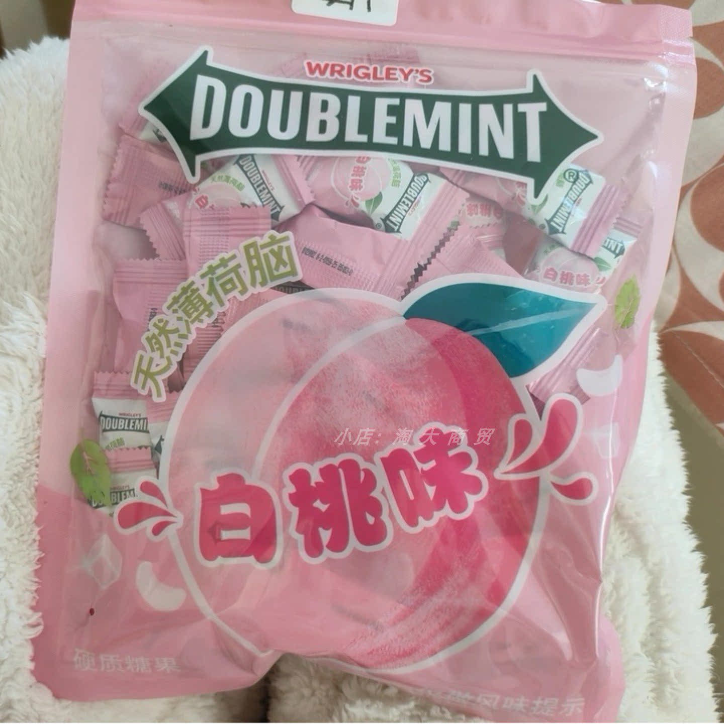 绿箭白桃味薄荷硬糖138g袋装零食