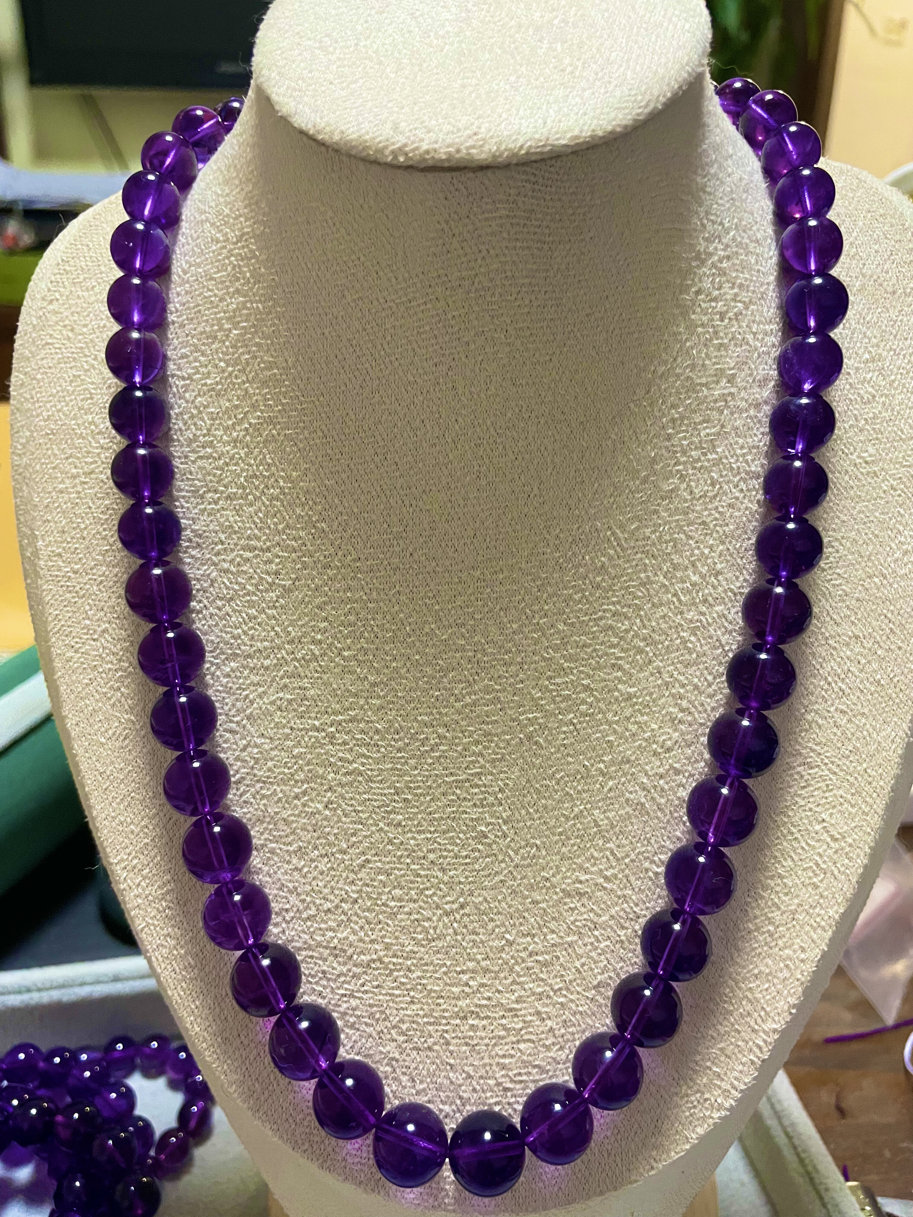 乌拉圭天然紫水晶项链  水晶项链 10-13mm