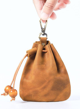 创意手工真皮零钱包牛皮简约女士钥匙包多功能疯马皮腰包男小挂包