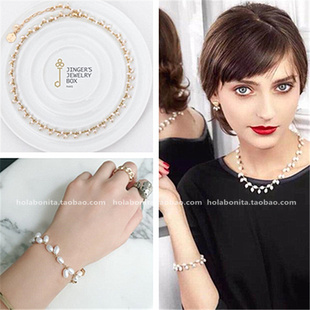 法国JINGER手工天然淡水珍珠麦穗项链手链手镯镀18K金 巴黎设计师