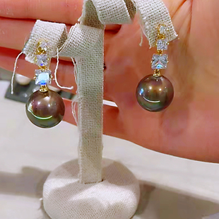 西班牙小众DADA BURMA轻奢气质百搭镶钻高级感满满紫灰珍珠耳钉