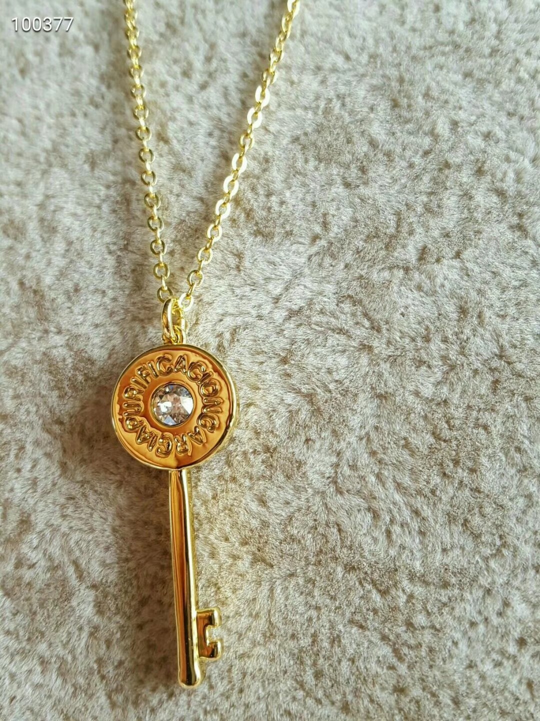 西班牙本土时尚潮牌饰品PG气质百搭水晶钥匙镀18K金项链