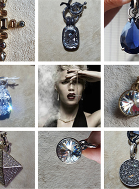 丹麦王妃水晶项链钥匙扣吊坠