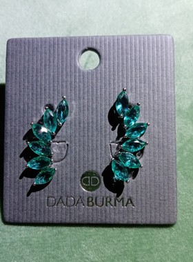 西班牙小众DADA BURMA仙气满满精灵耳朵梦幻蓝绿色天然水晶耳钉