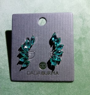 西班牙小众DADA BURMA仙气满满精灵耳朵梦幻蓝绿色天然水晶耳钉