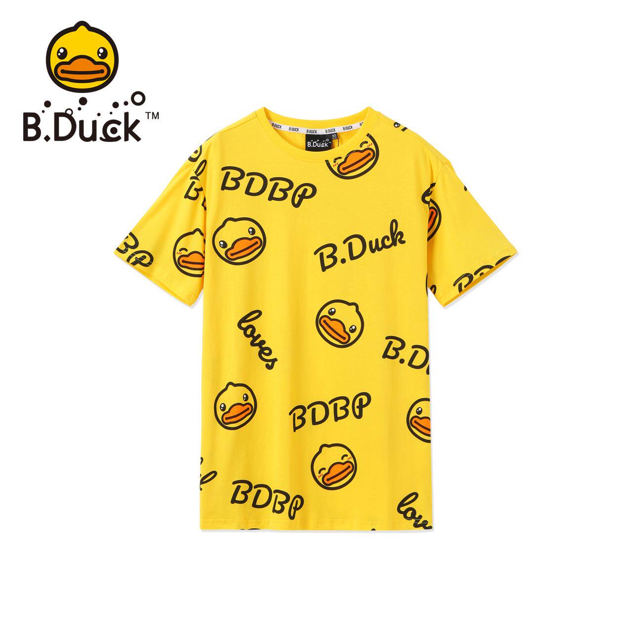 bduck小黄鸭短袖t恤男女同款夏季纯棉印花可爱宽松百搭休闲上衣