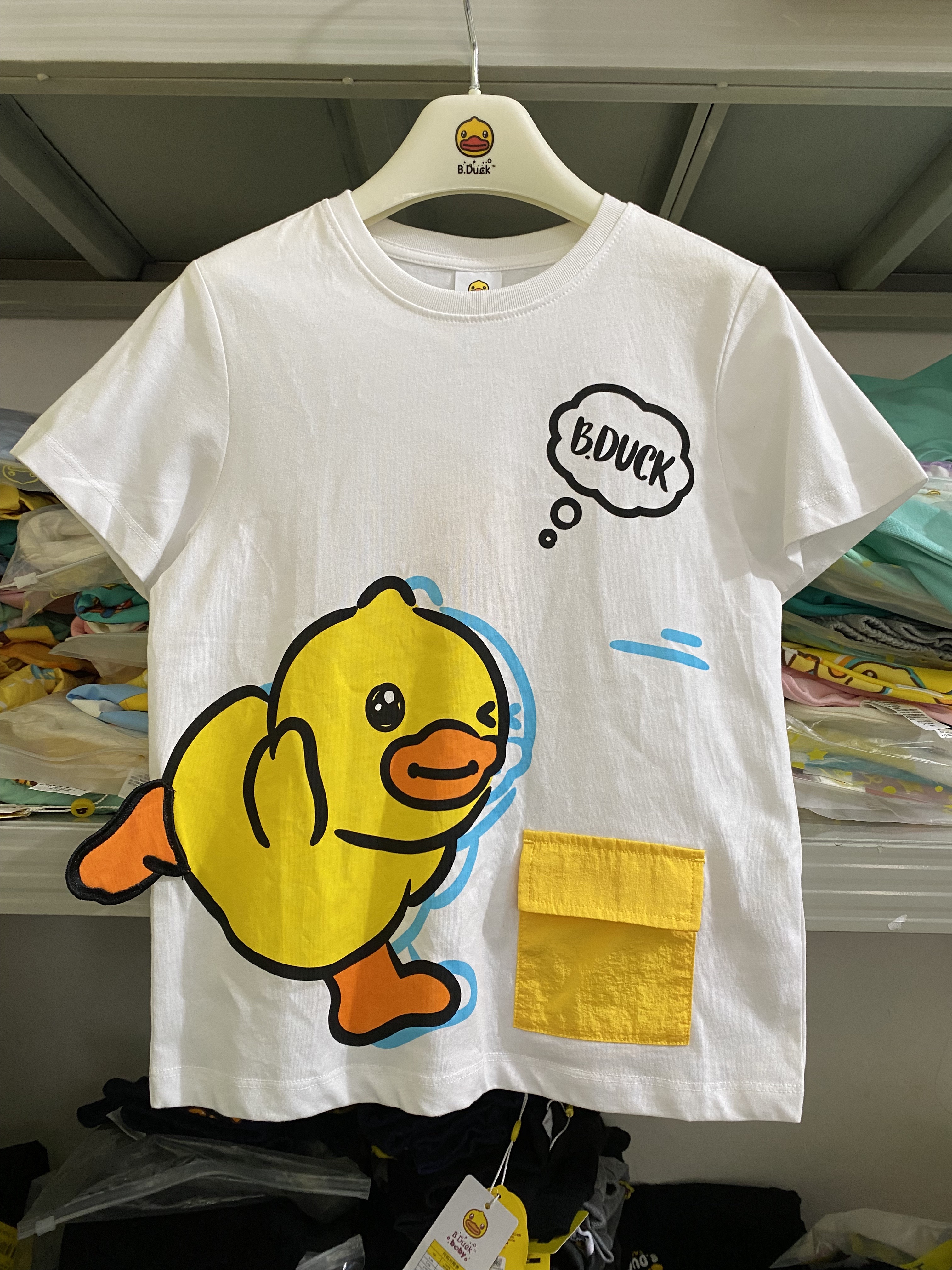 B.Duck小黄鸭童装儿童短袖T恤男童2025新款夏季洋气跑步鸭上衣潮