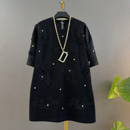 黑色短袖宽松显瘦遮肉T恤女