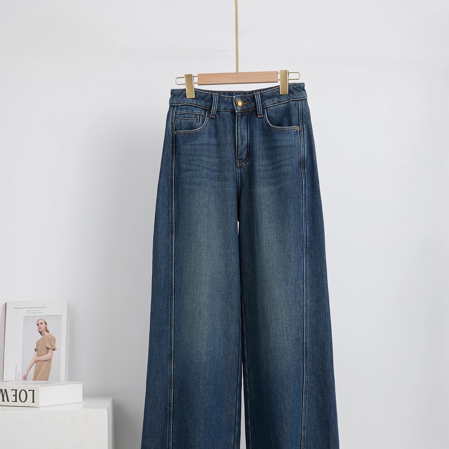 加棉高腰显瘦牛仔裤女