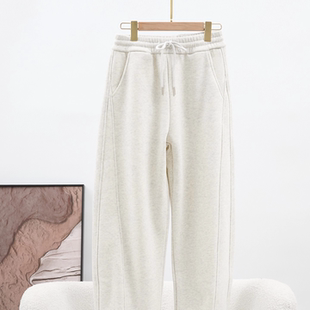 保暖棉裤 白色卫裤 冬季 显瘦遮肉阔腿裤 25113 女宽松抽绳休闲裤