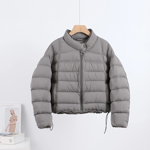 显瘦保暖外套灰色609 修身 时尚 立领轻羽绒服女短款