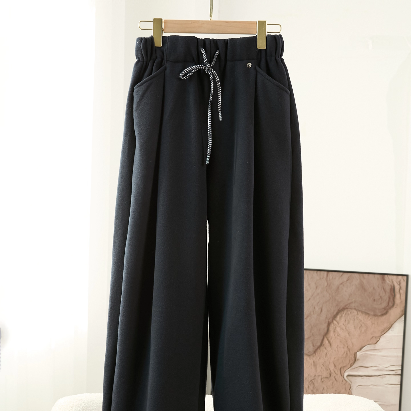 极简风羊绒阔腿裤秋冬加厚保暖女