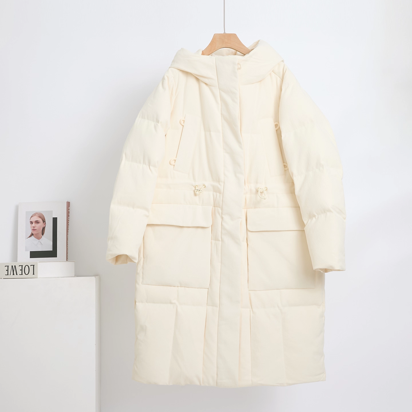 2025新款连帽中长款羽绒服女