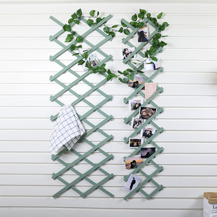 户外防腐实木栅栏庭院伸缩小篱笆花园围栏室内墙面装 饰网格爬藤架