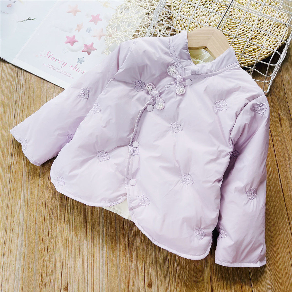 国风轻薄羽绒服女童冬年服表演服