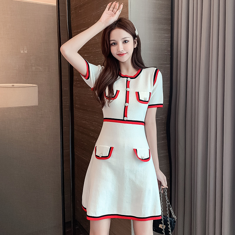 韓國秋冬名媛氣質小香風毛呢洋裝 婚禮洋裝 五分袖洋裝 粉色洋裝 約會 晚宴 正式場合 伴娘服 小禮服 蝦皮購物