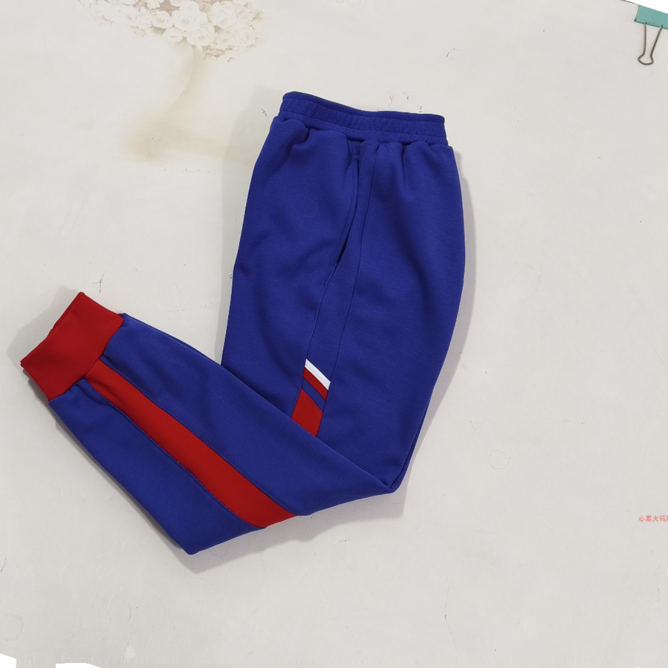 宝蓝色红色撞色春秋款中小学