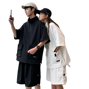潮休闲男女套装夏季短袖T恤i百搭工装短裤情侣两件套157-P78图片