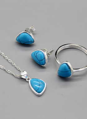 蒙古族绿松石纯银首饰