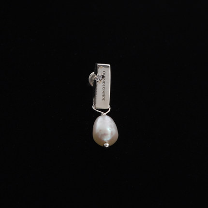 OUTSIDERINSIDE 长条缺口钻石自然生长纹理淡水珍珠吊坠925银耳环