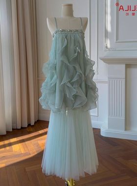 半身裙【荷叶边下单不法式51337退换拍前+咨询吊带裙】69035飘带+