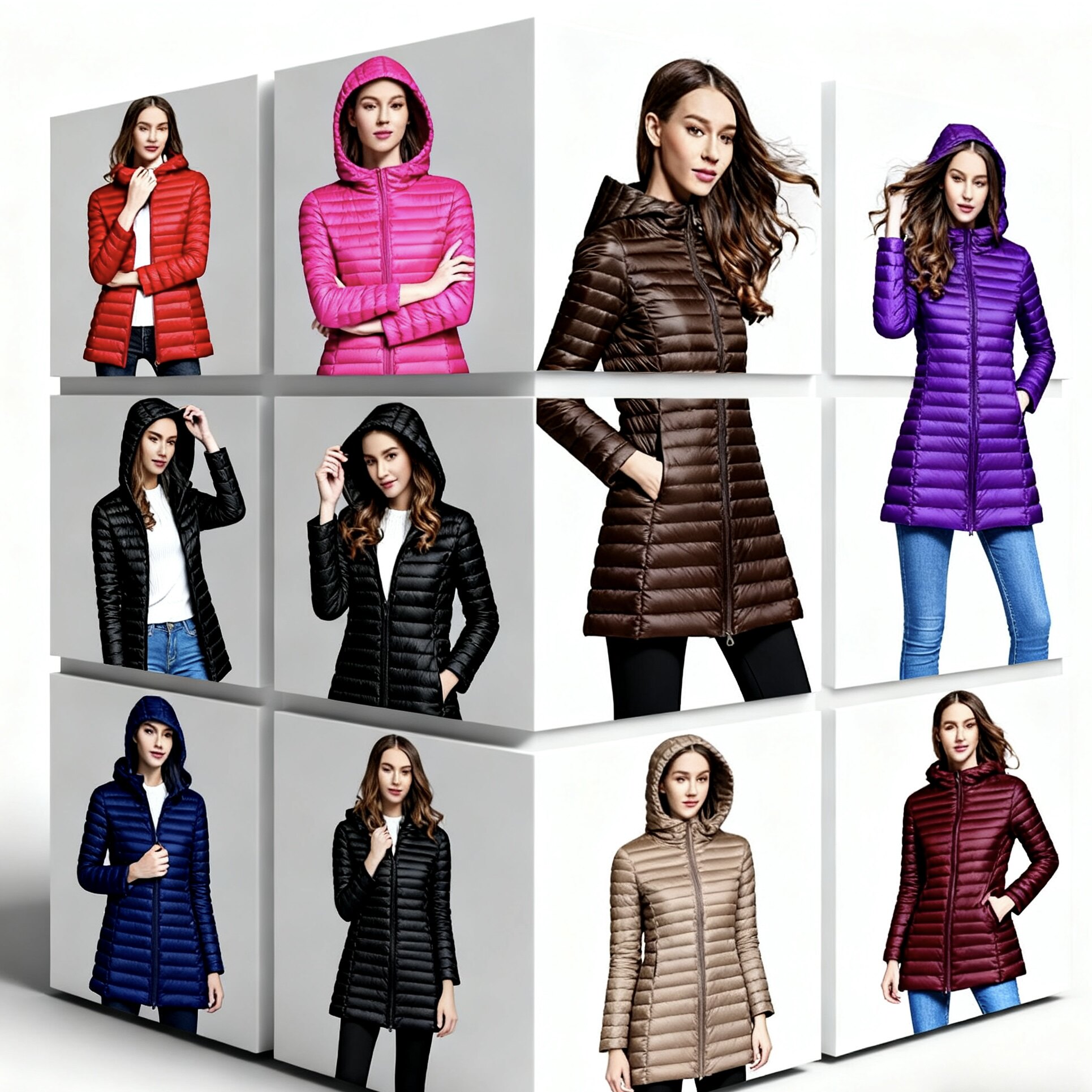 中长款羽绒服潮轻薄女中长外套修身女士新款秋冬韩版连帽跨境大码