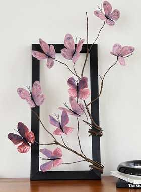 新中式蝴蝶仿真花假花摆件客厅桌面装饰品插花民宿咖啡馆软装道具