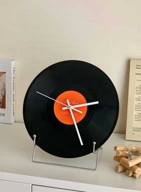 创意黑胶唱片钟摆件玄关桌面摆件