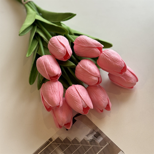 仿真花郁金香ins风客厅餐桌摆件假花装 饰干花束拍照花朵拍摄道具
