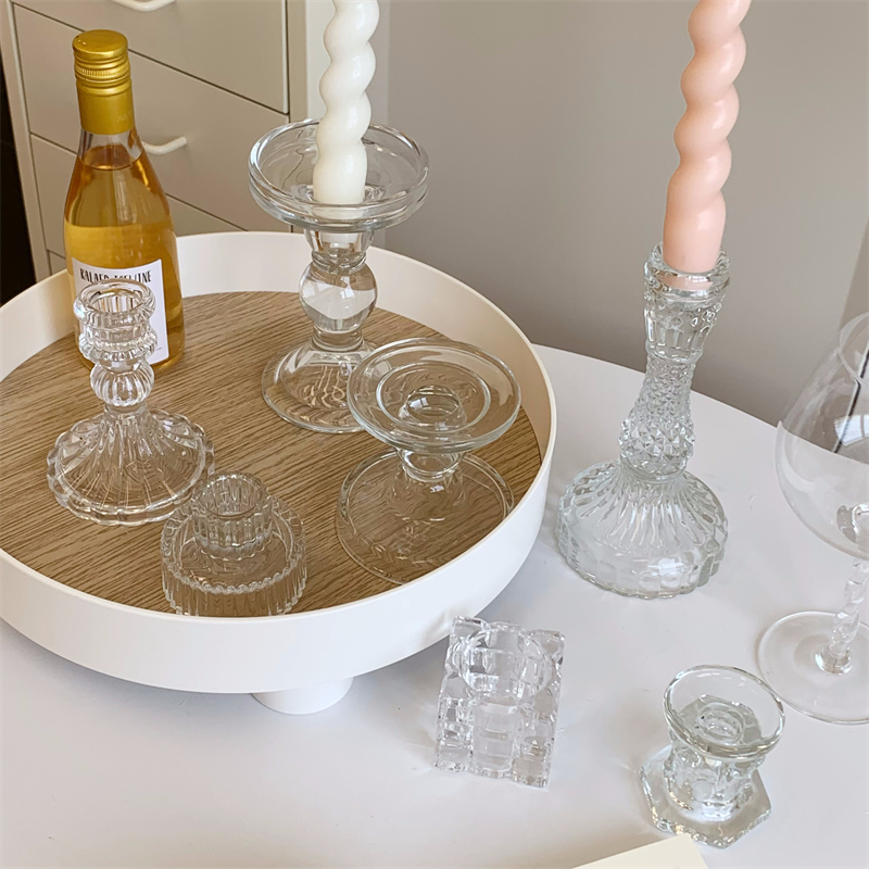 ins田园风透明水晶玻璃烛台