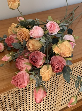 清仓家用餐桌插花 花束仿真花 郁金香露莲玫瑰瑕疵品样品亏本促销