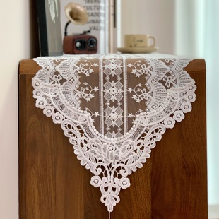 法式蕾丝桌旗轻奢高级斗柜盖巾复古餐垫长条桌垫盖布中古茶几桌布