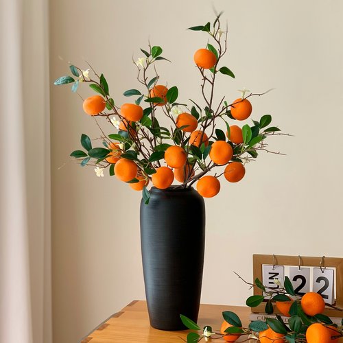 仿真桔子水果树枝客厅餐桌插花