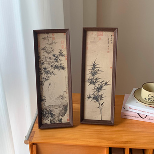 明代夏昶潇湘风雨竹子图相框摆台画创意新中式水墨风客厅装饰摆件