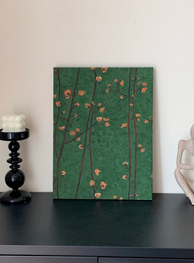 现代绿色复古南洋风梅花枝条客厅餐厅玄关装饰画走廊尽头壁画挂画