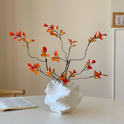 侘寂风仿真花枫叶假花陶瓷花瓶